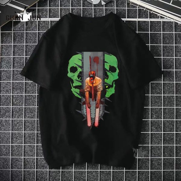 EU Size 100 Cotton Men T Shirt Chainsaw Man Tops Japan Style Anime Manga Summer Black 3.jpg 640x640 3 - Chainsaw Man Shop