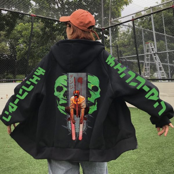 Japan Anime Chainsaw Man Logo Loog Sleeve Sweatshirt Benji Men Women Hoodie Cool Zipper Coat Hooded - Chainsaw Man Shop