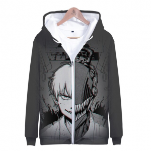 Chainsaw Man Denji Half Face Hoodie Jacket - Chainsaw Man Store CS1310