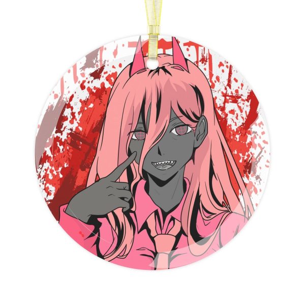Power Xmas - Glass Ornament -Blood Fiend Waifu - Best Girl - Chibi Anime Otaku Gift For him and Her Kawaii - Holiday Ornaments V2