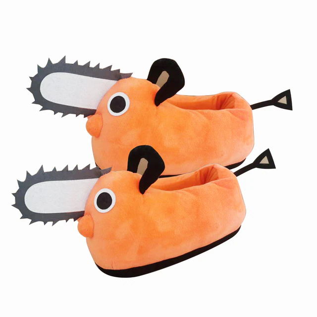Chainsaw Man Pochita Plush Slipper Pochita Peluche Chainsawman Shoes Anime Happy Orange Dog Stuffed Soft - Chainsaw Man Shop